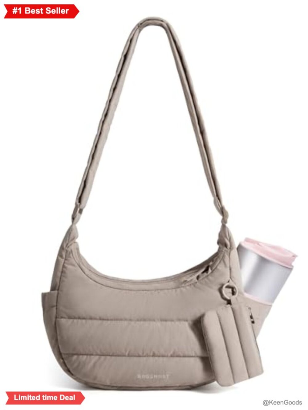 Quilted Puffer Crossbody Hobo Bag Lightweight Nylon
